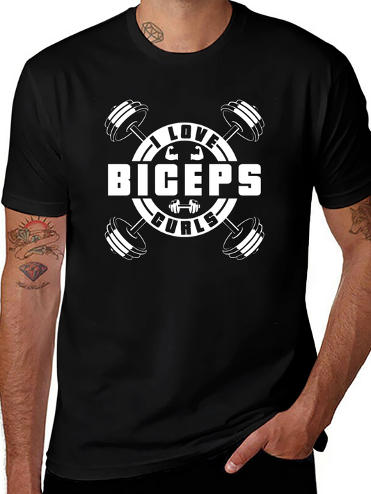 I Love Biceps Curls Black T-Shirt