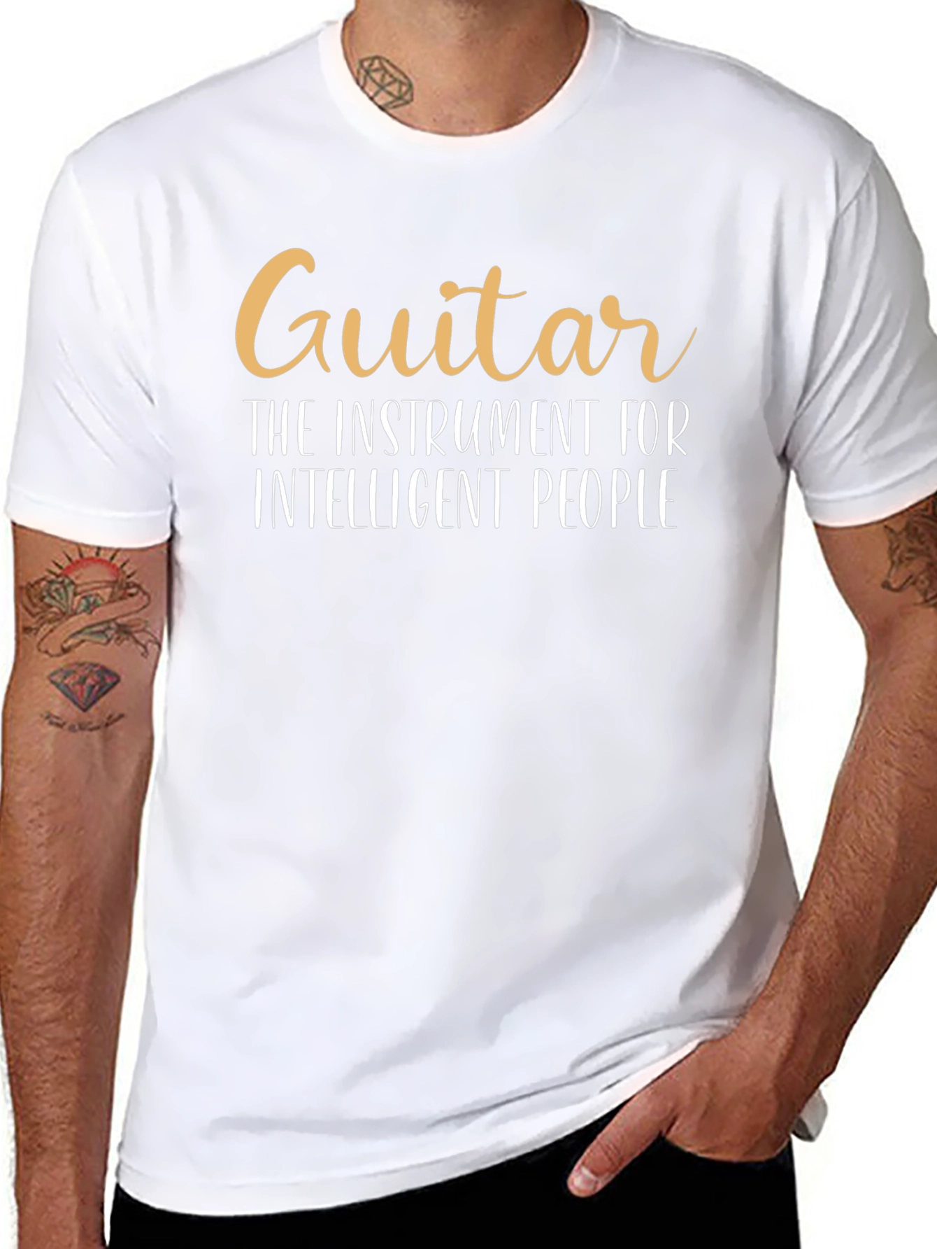 Guitar Instrument Intelligent People Black T-Shirt