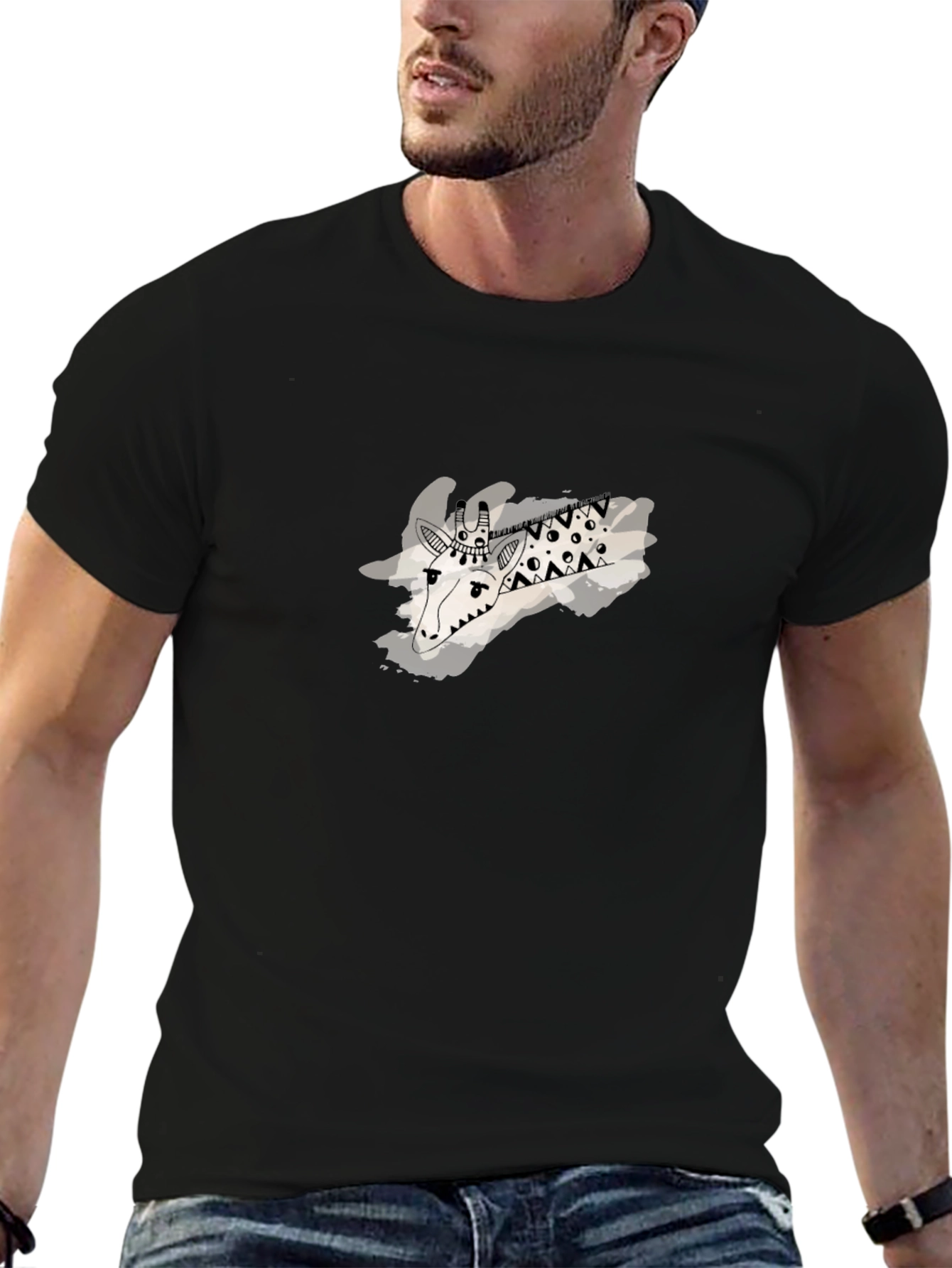 Graphic Giraffe Black T-Shirt