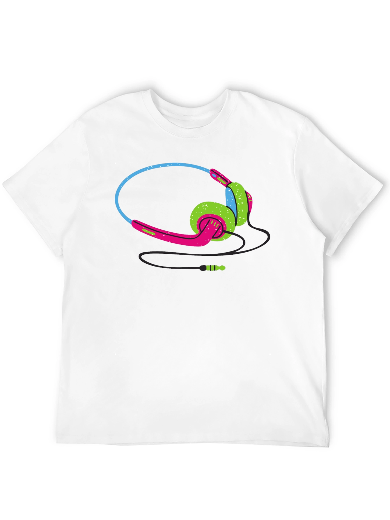 Retro Headphones Graphic Black T-Shirt