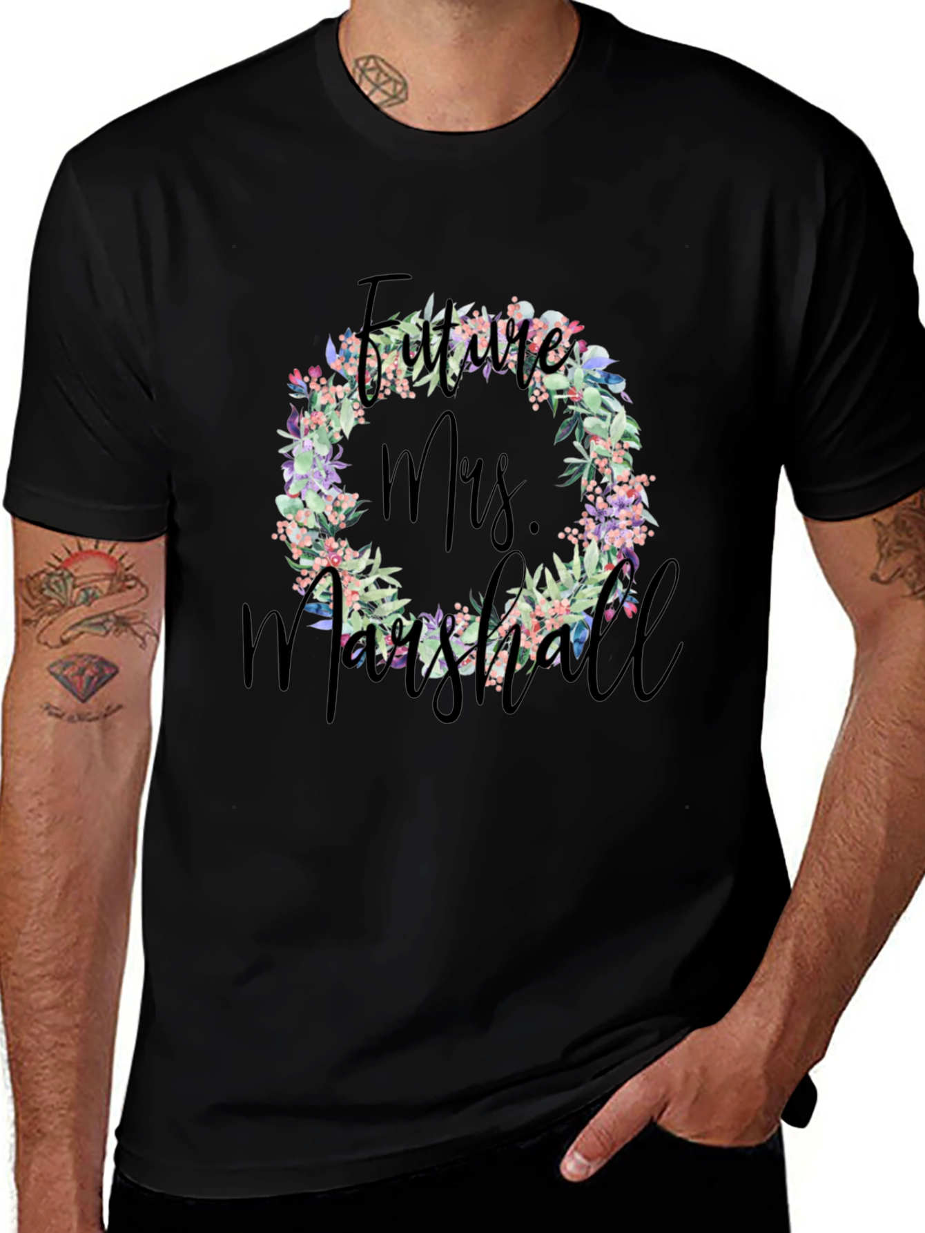Future Mrs. Marshall Floral Wreath T-Shirt