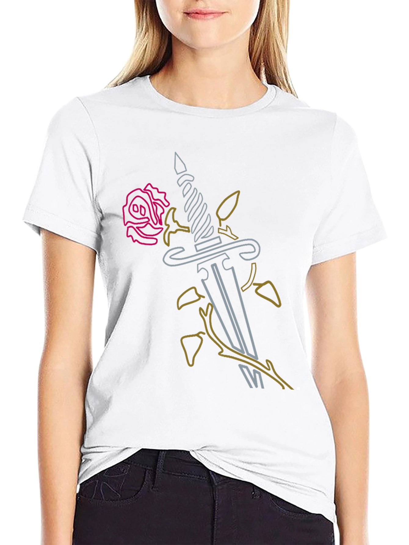 Rose & Dagger Graphic Tee - Edgy Black T-Shirt