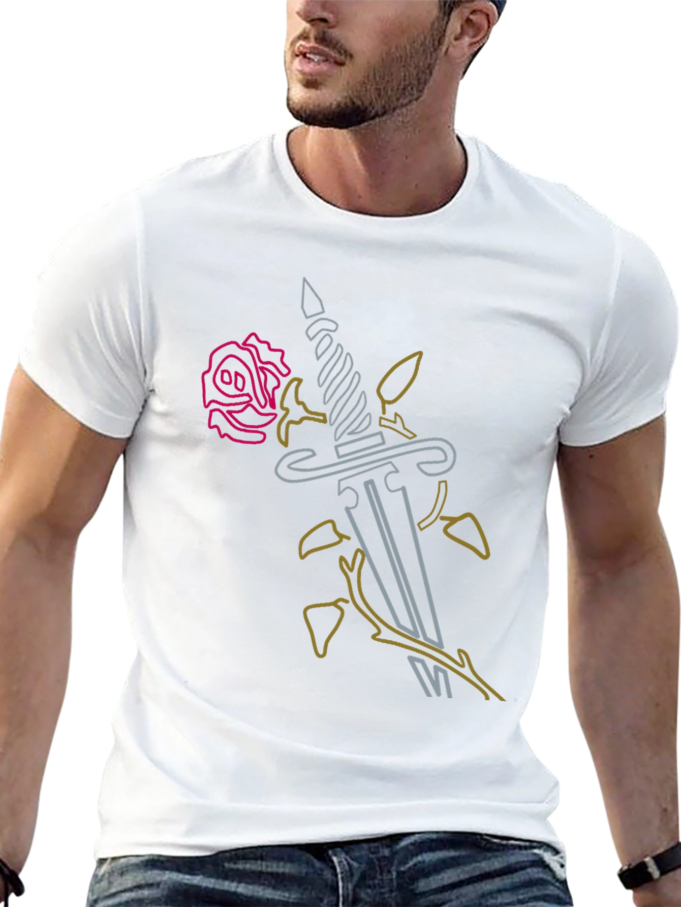 Rose & Dagger Graphic Tee - Edgy Black T-Shirt