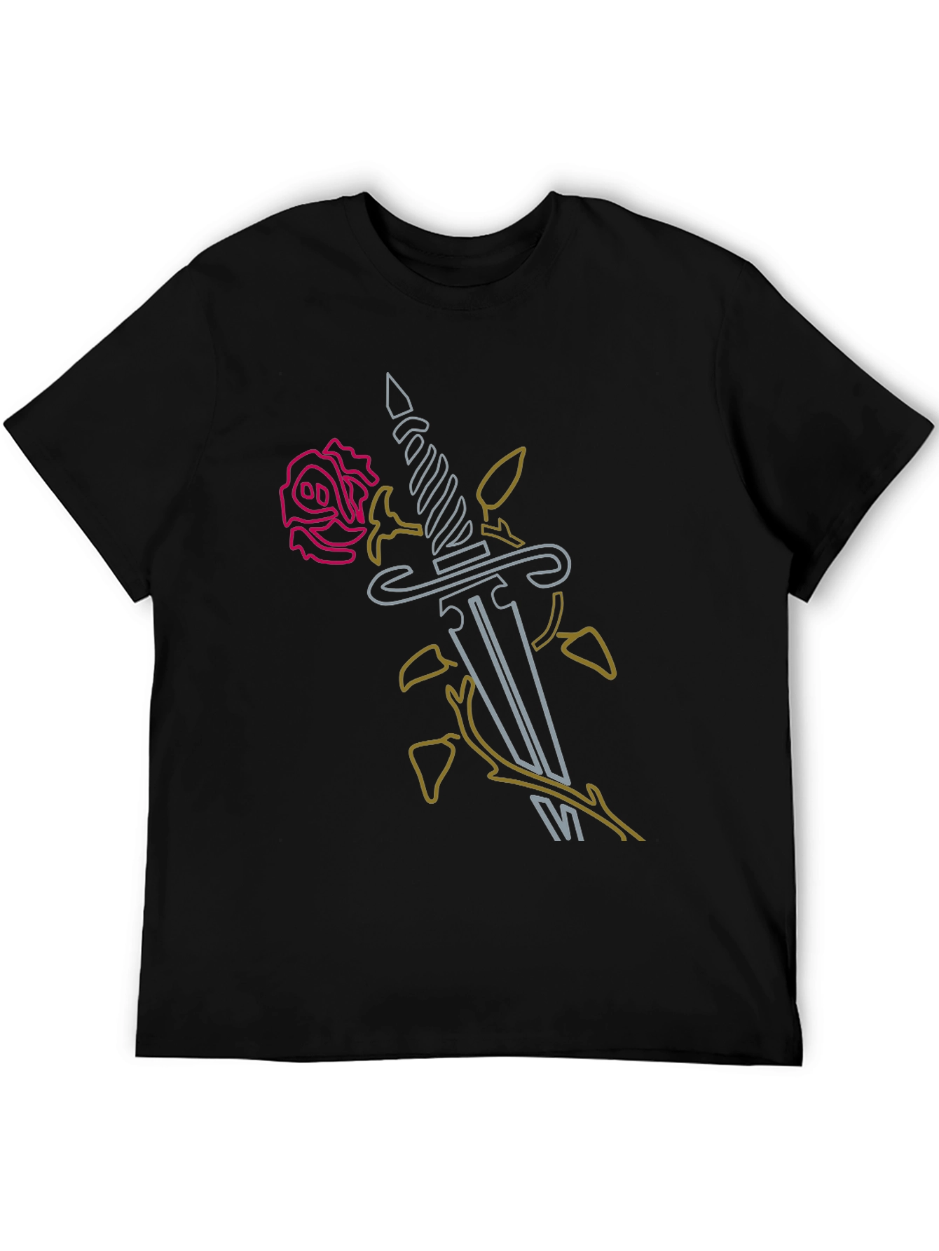 Rose & Dagger Graphic Tee - Edgy Black T-Shirt