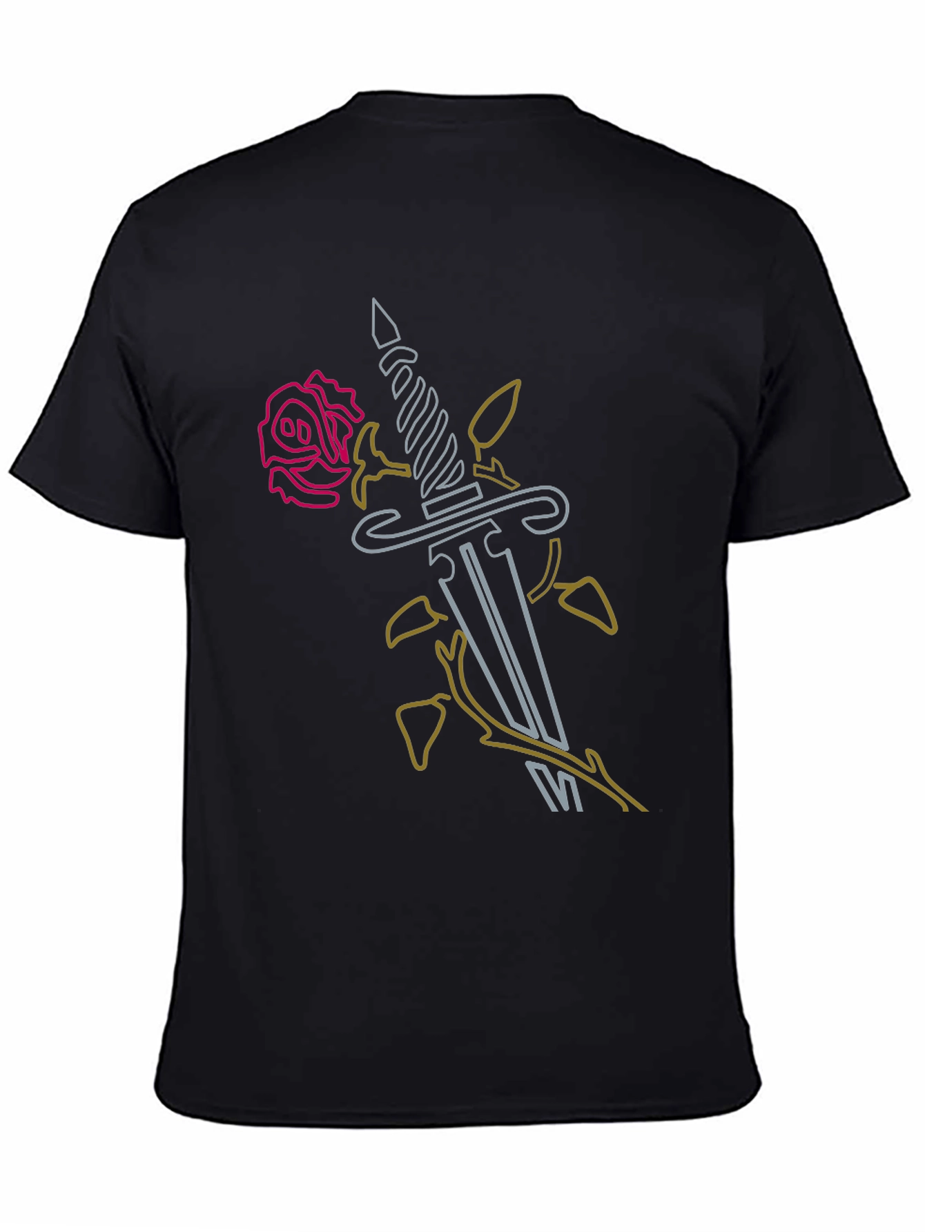 Rose & Dagger Graphic Tee - Edgy Black T-Shirt