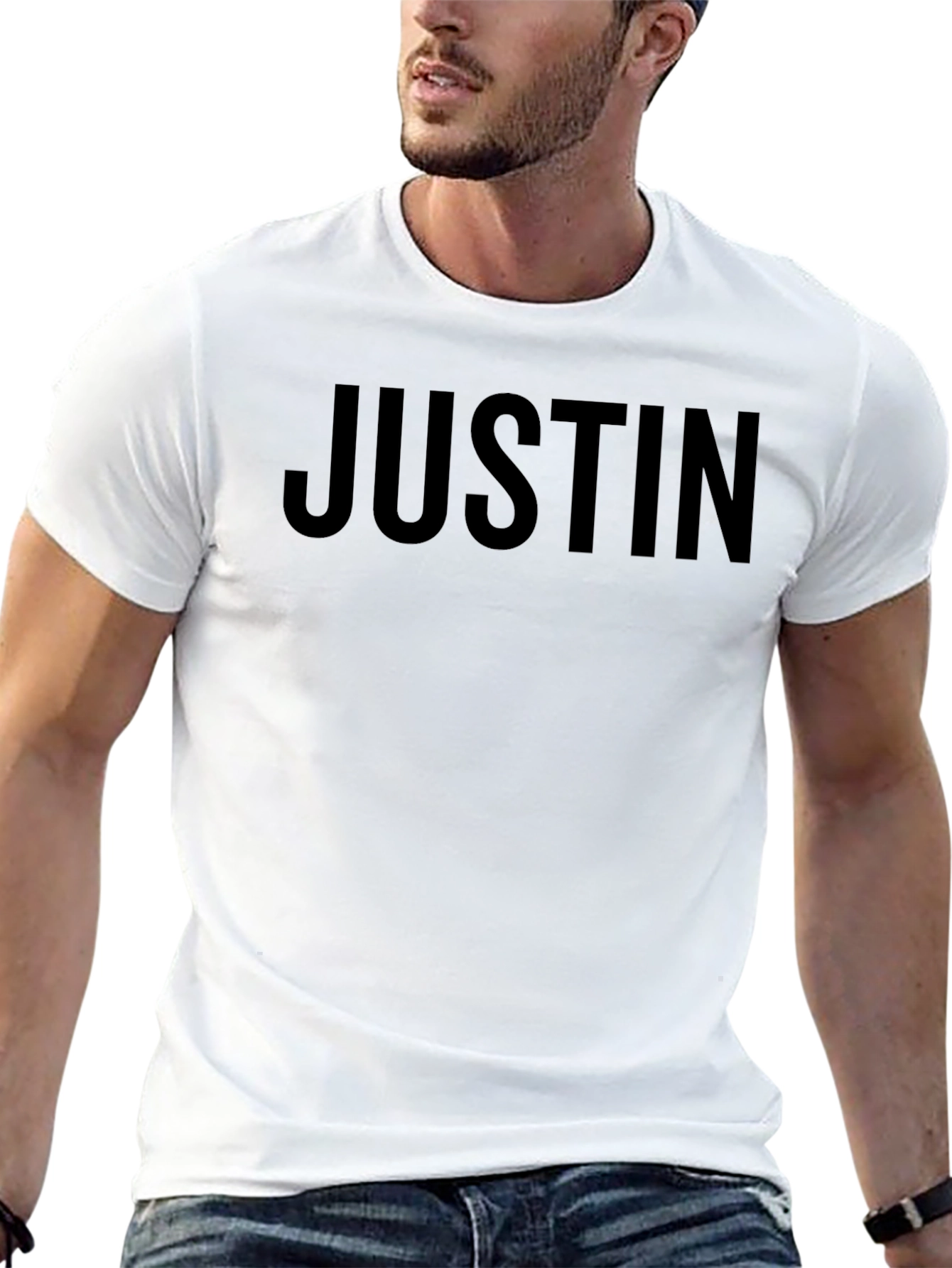 JUSTIN Printed Black Cotton T-Shirt