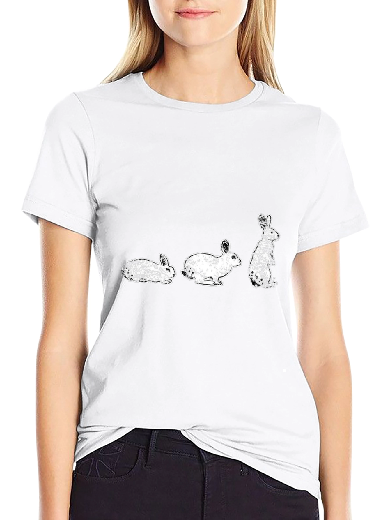 Rabbit Evolution Graphic Print Black T-Shirt