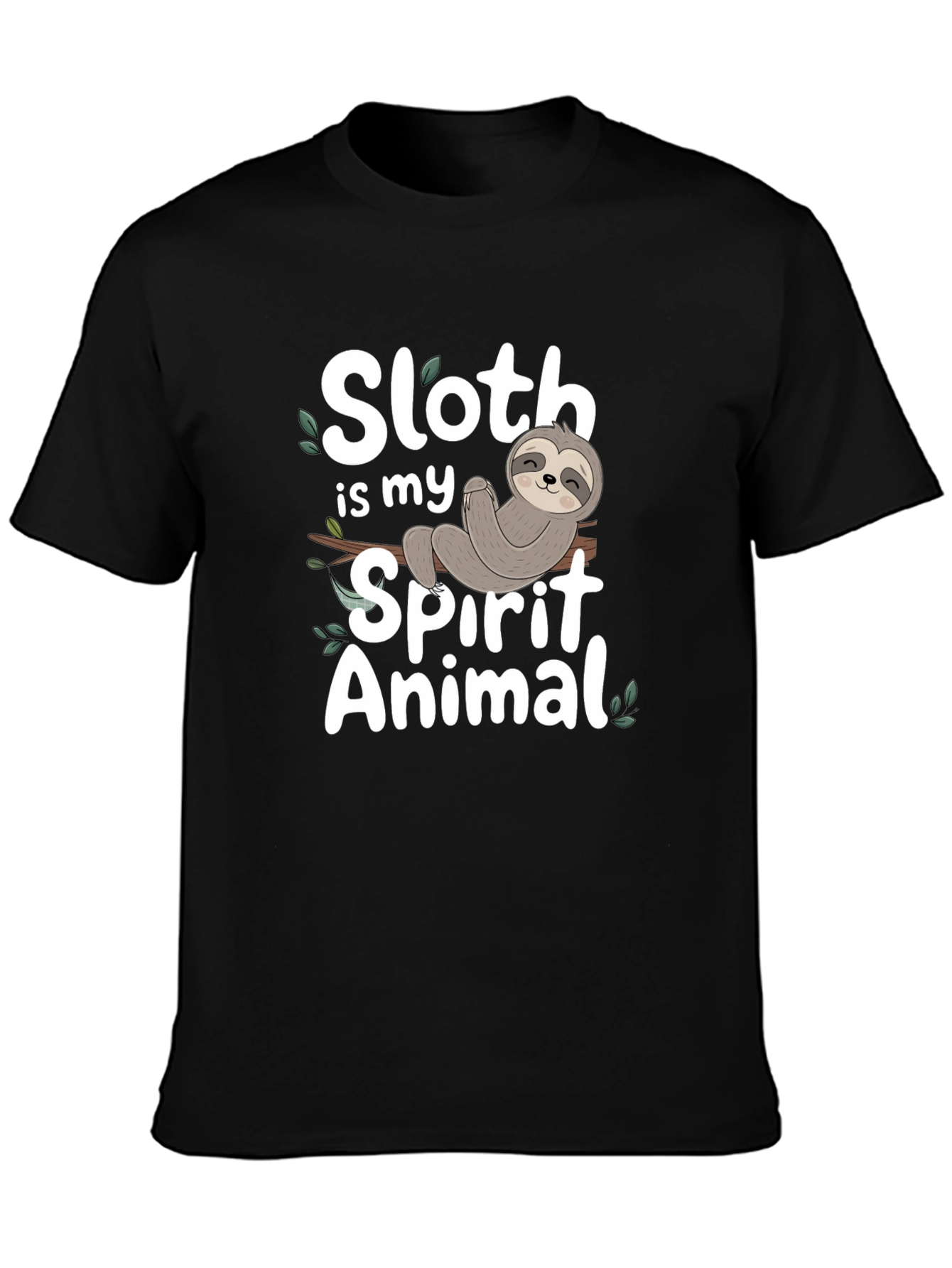 Sloth Spirit Animal Graphic T-Shirt - Black Cotton Tee