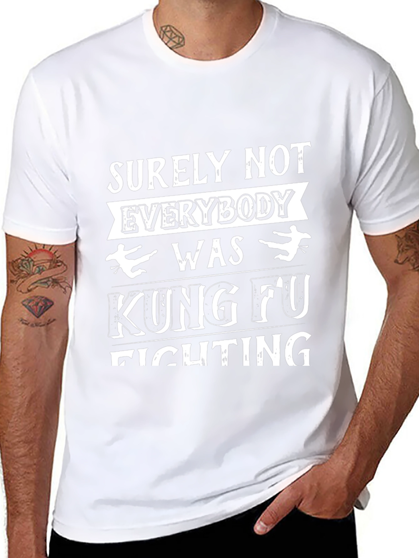 Kung Fu Fighting Graphic Tee - Black Cotton T-Shirt