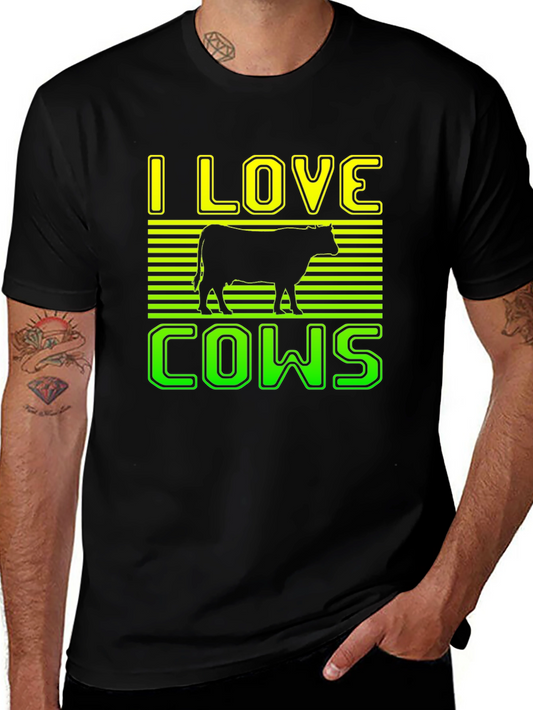 I Love Cows Graphic T-Shirt - Black