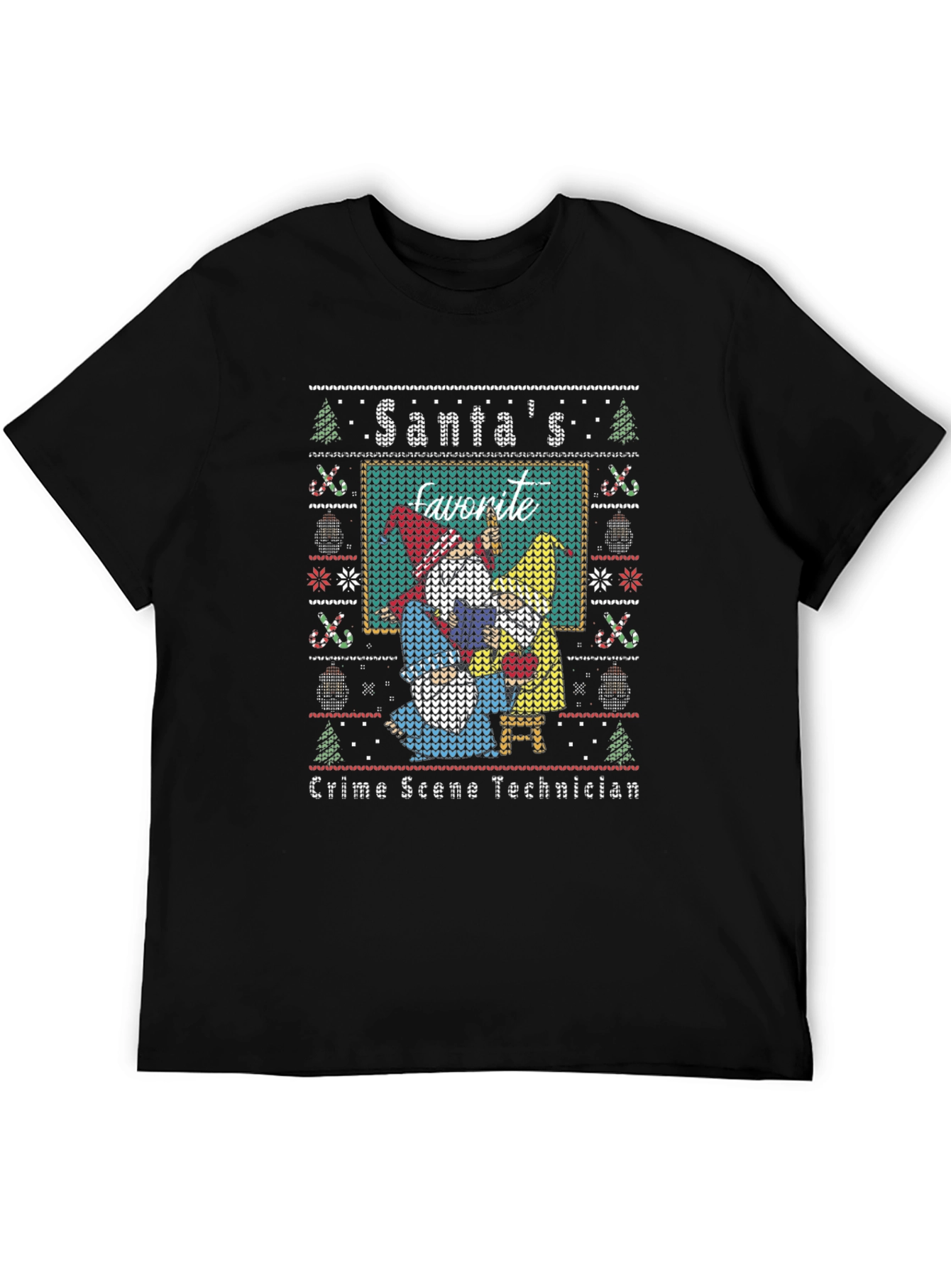 Santas Favorite Crime Scene Technician Ugly Christmas T-Shirt