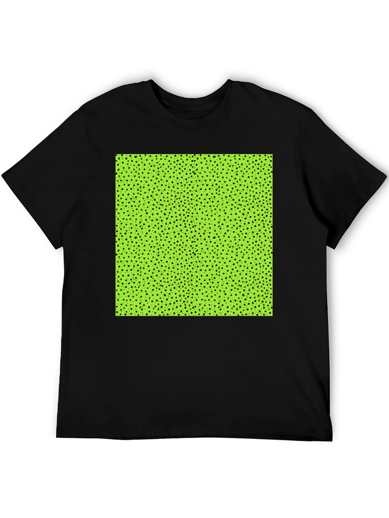 Modern Black Tee with Geometric Green Square Design