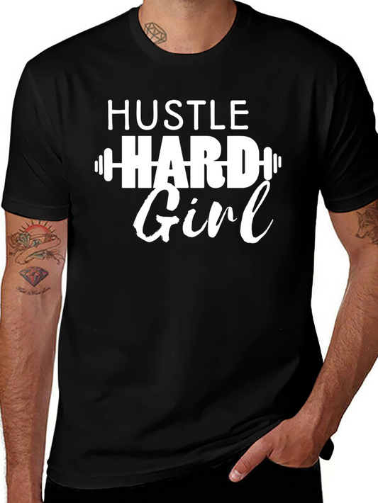 Hustle Hard Girl Graphic Tee - Workout Shirt