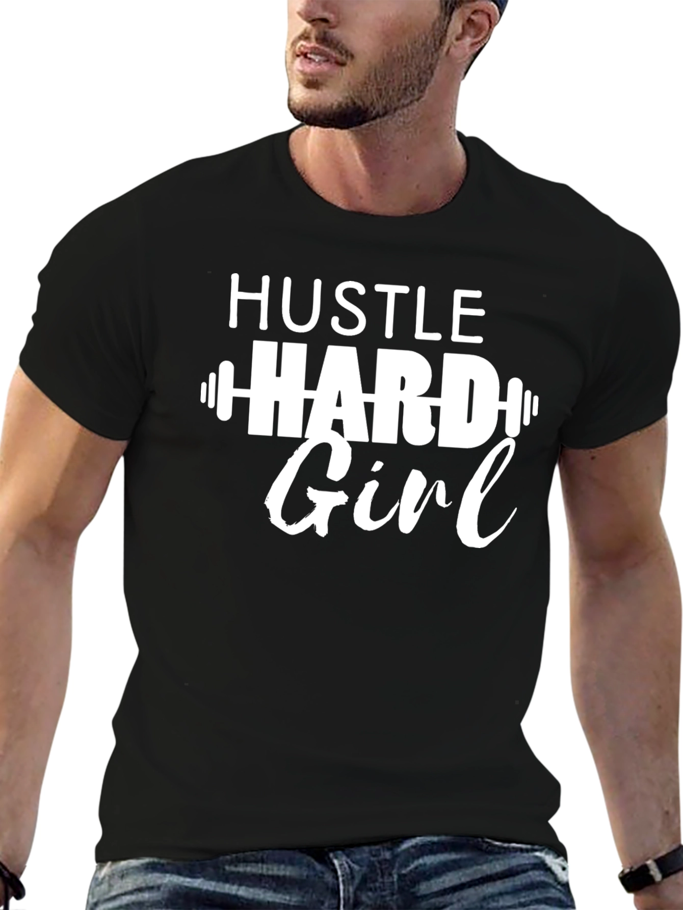 Hustle Hard Girl Graphic Tee - Workout Shirt