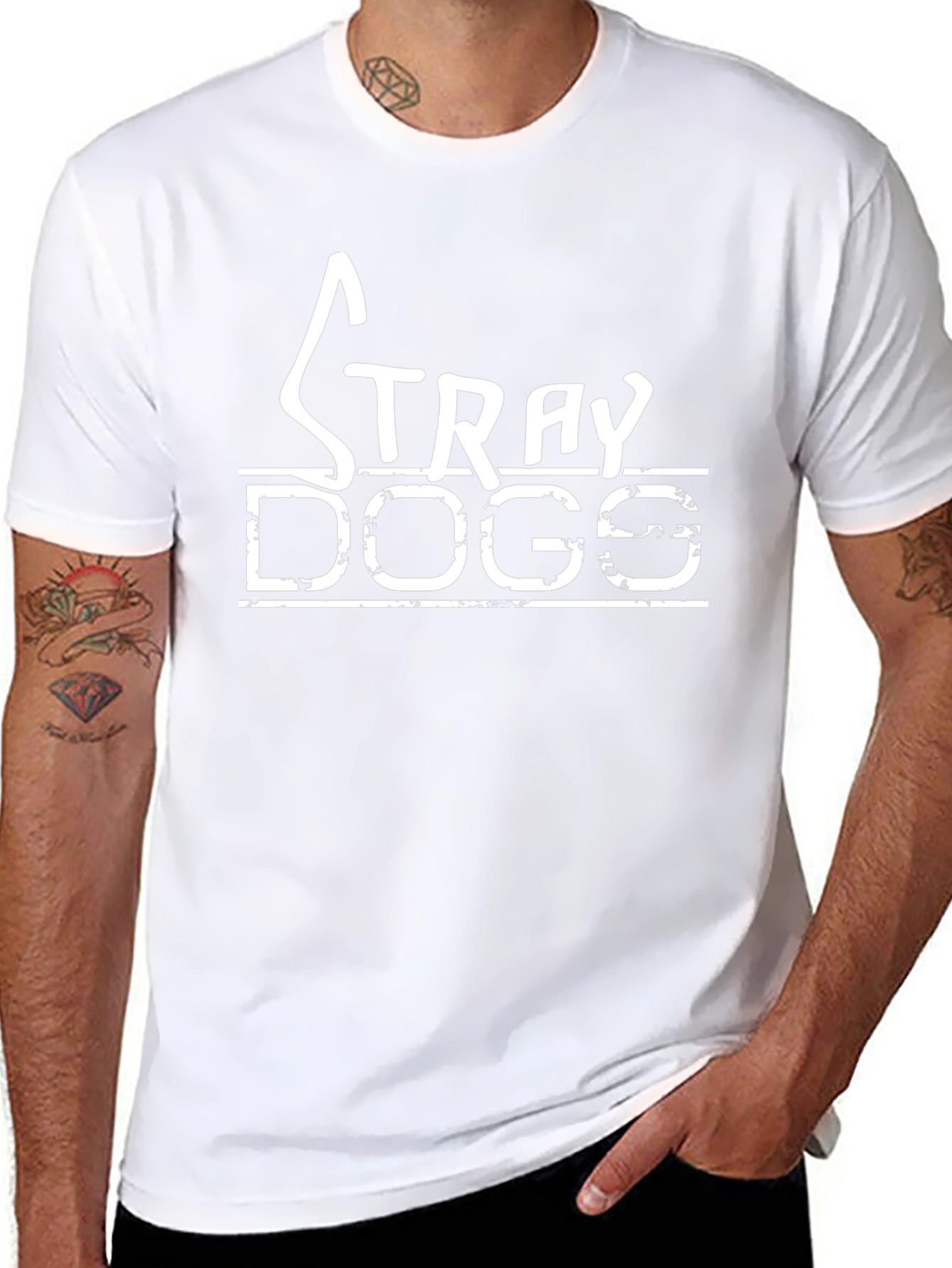 Stray Dogs Graphic T-Shirt - Black Crew Neck Tee