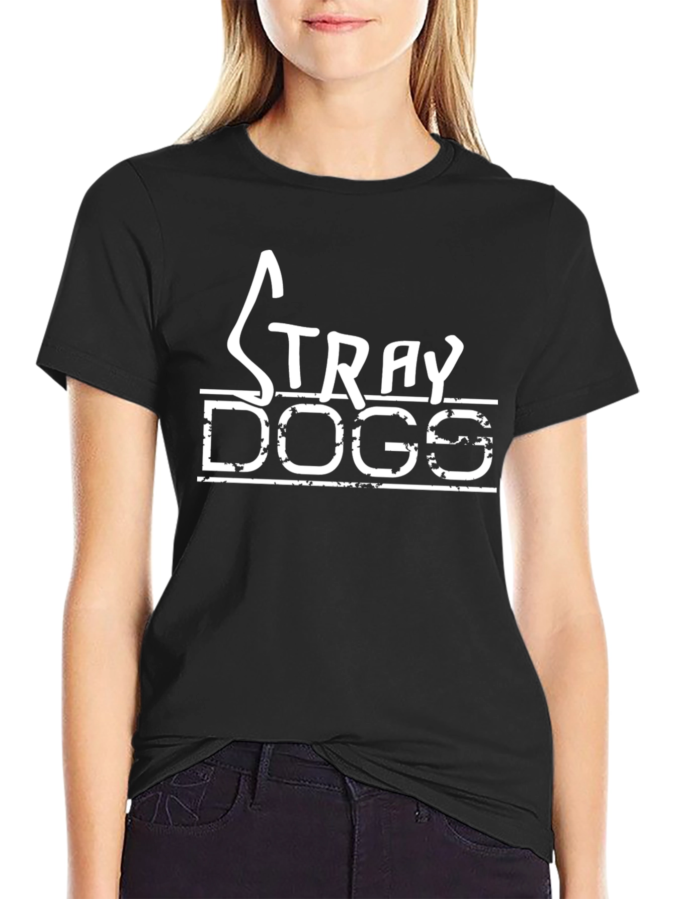 Stray Dogs Graphic T-Shirt - Black Crew Neck Tee