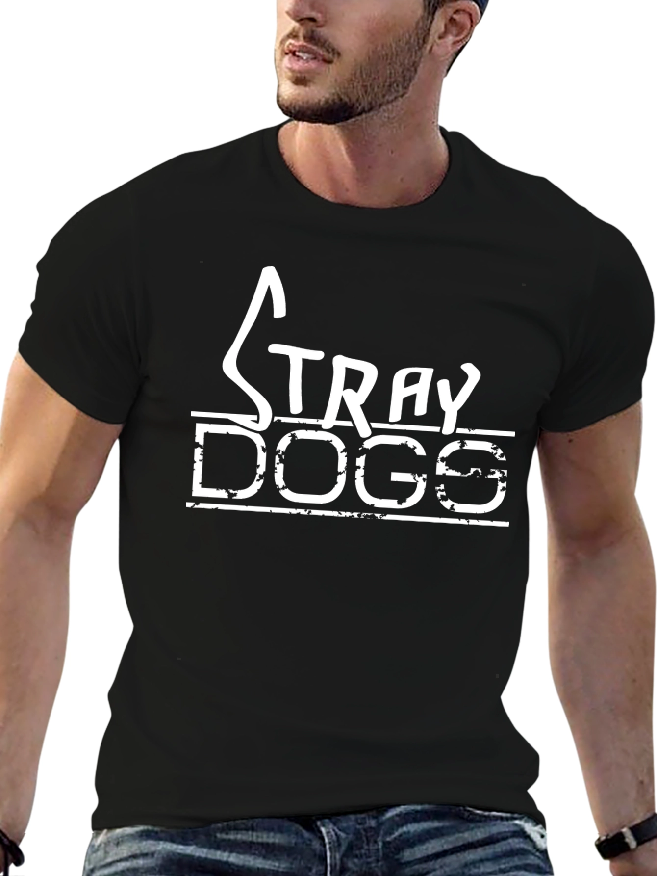 Stray Dogs Graphic T-Shirt - Black Crew Neck Tee