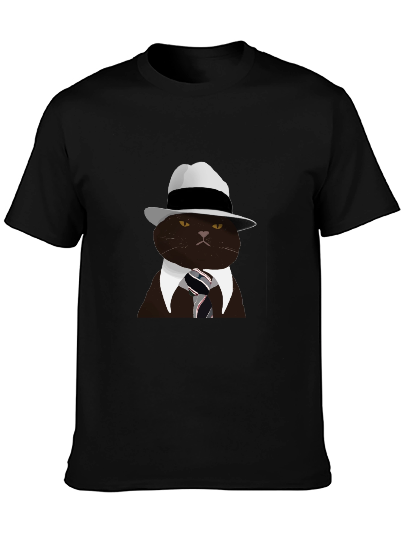 Cool Cat Fedora T-Shirt - Black