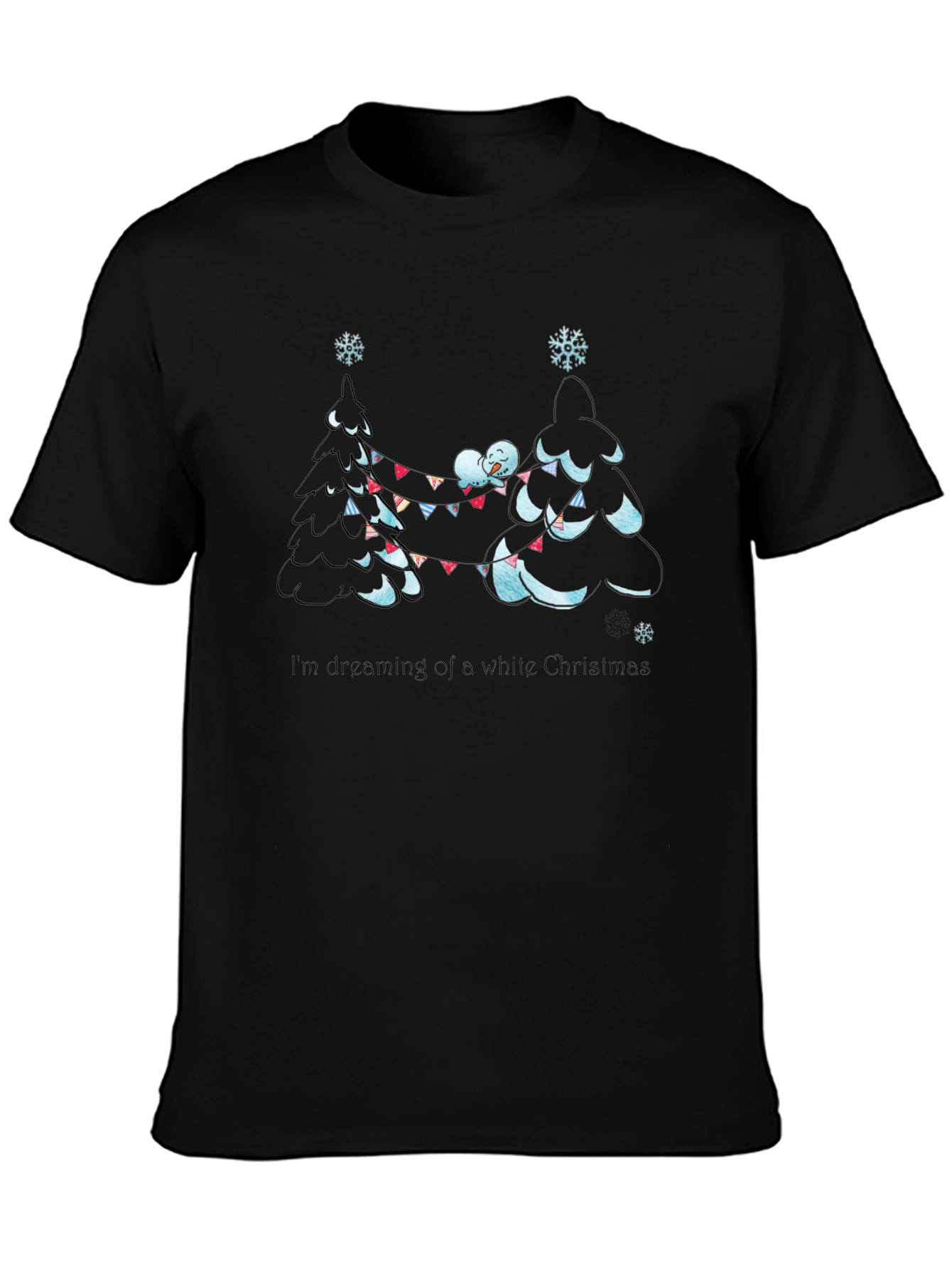 Dreaming of a White Christmas Black T-Shirt