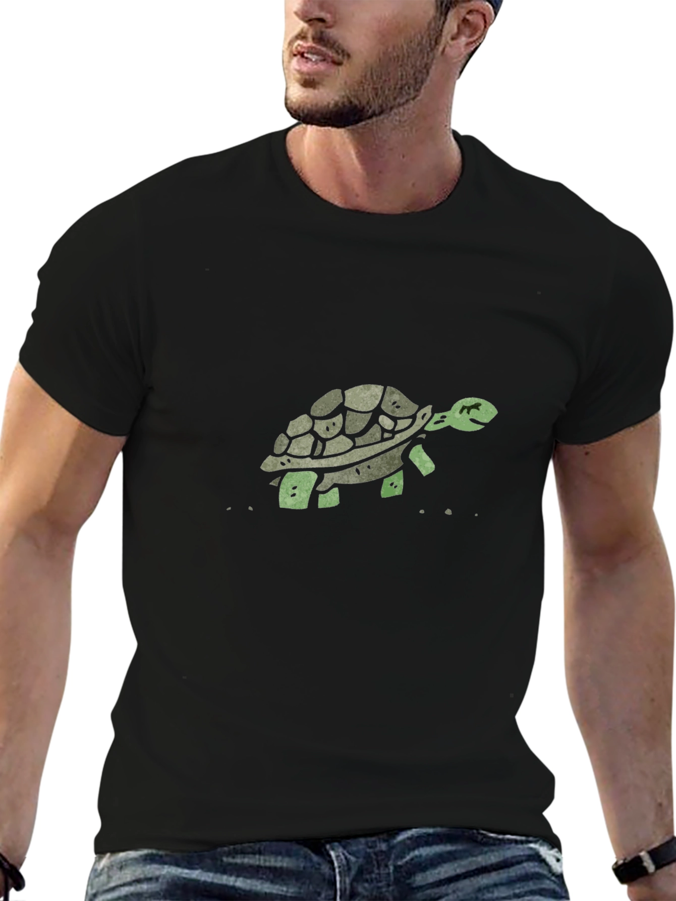 Turtle Graphic Print Black T-Shirt