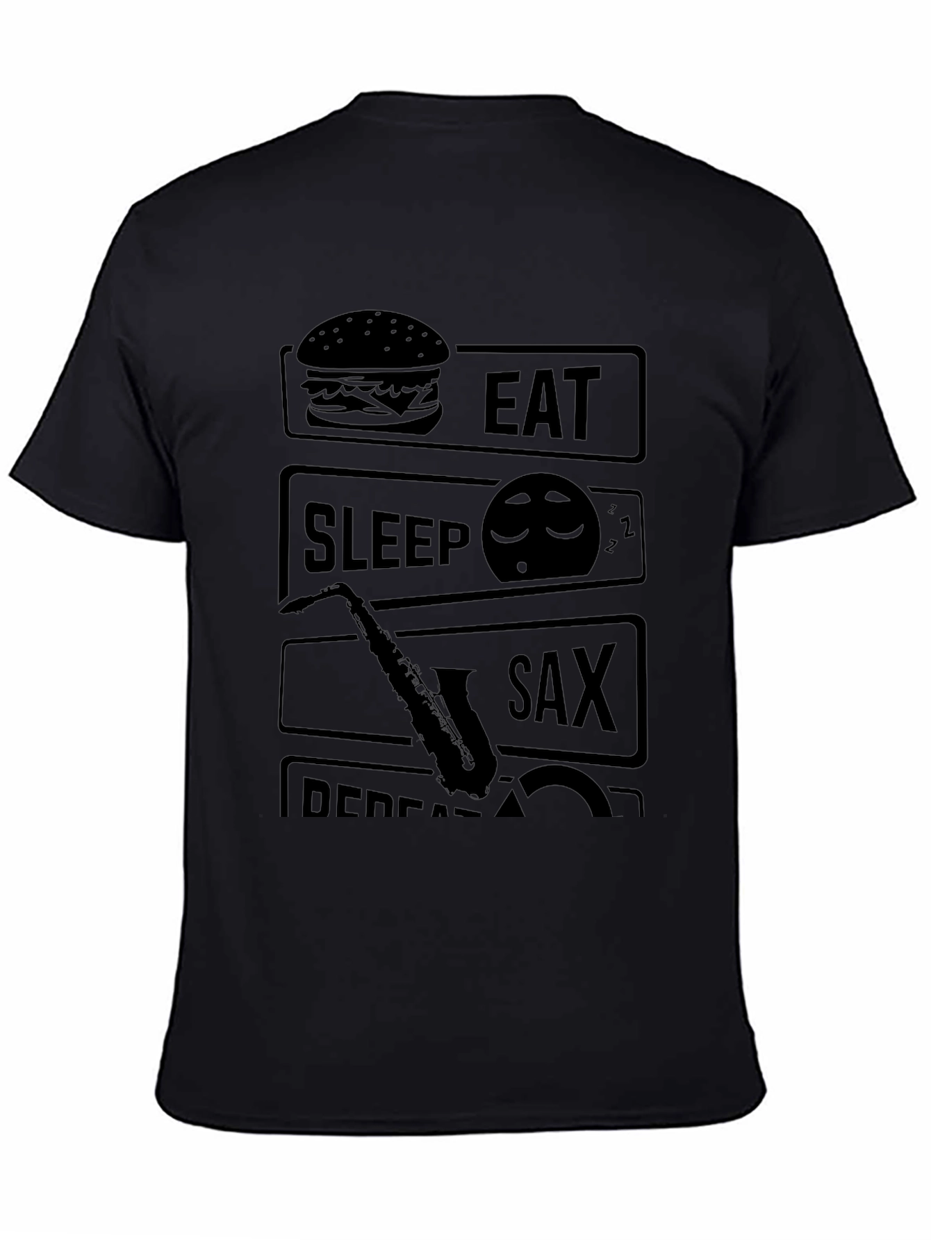 Eat Sleep Sax Repeat Black Graphic Tee