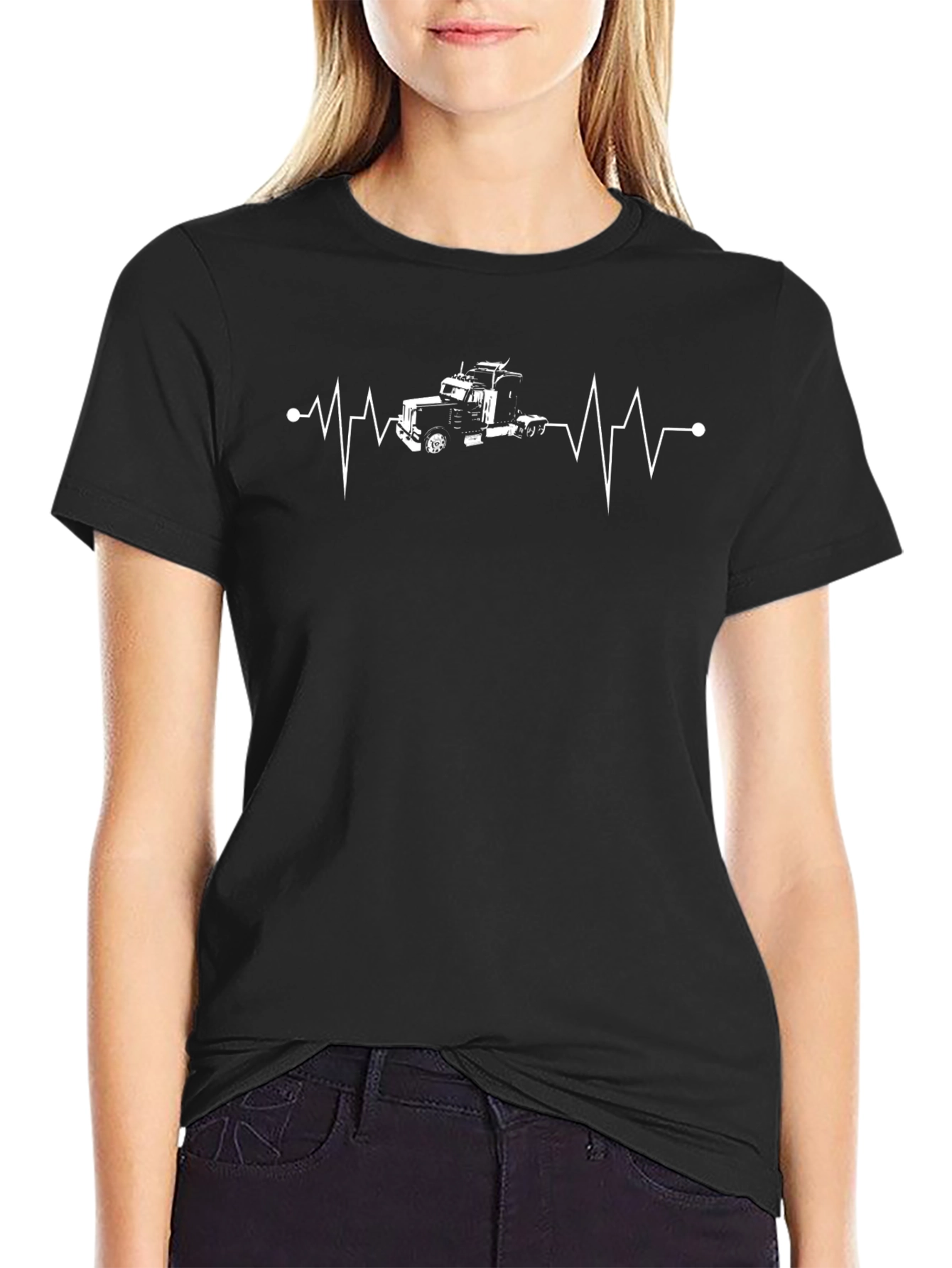 Truck Heartbeat Graphic Tee - Black