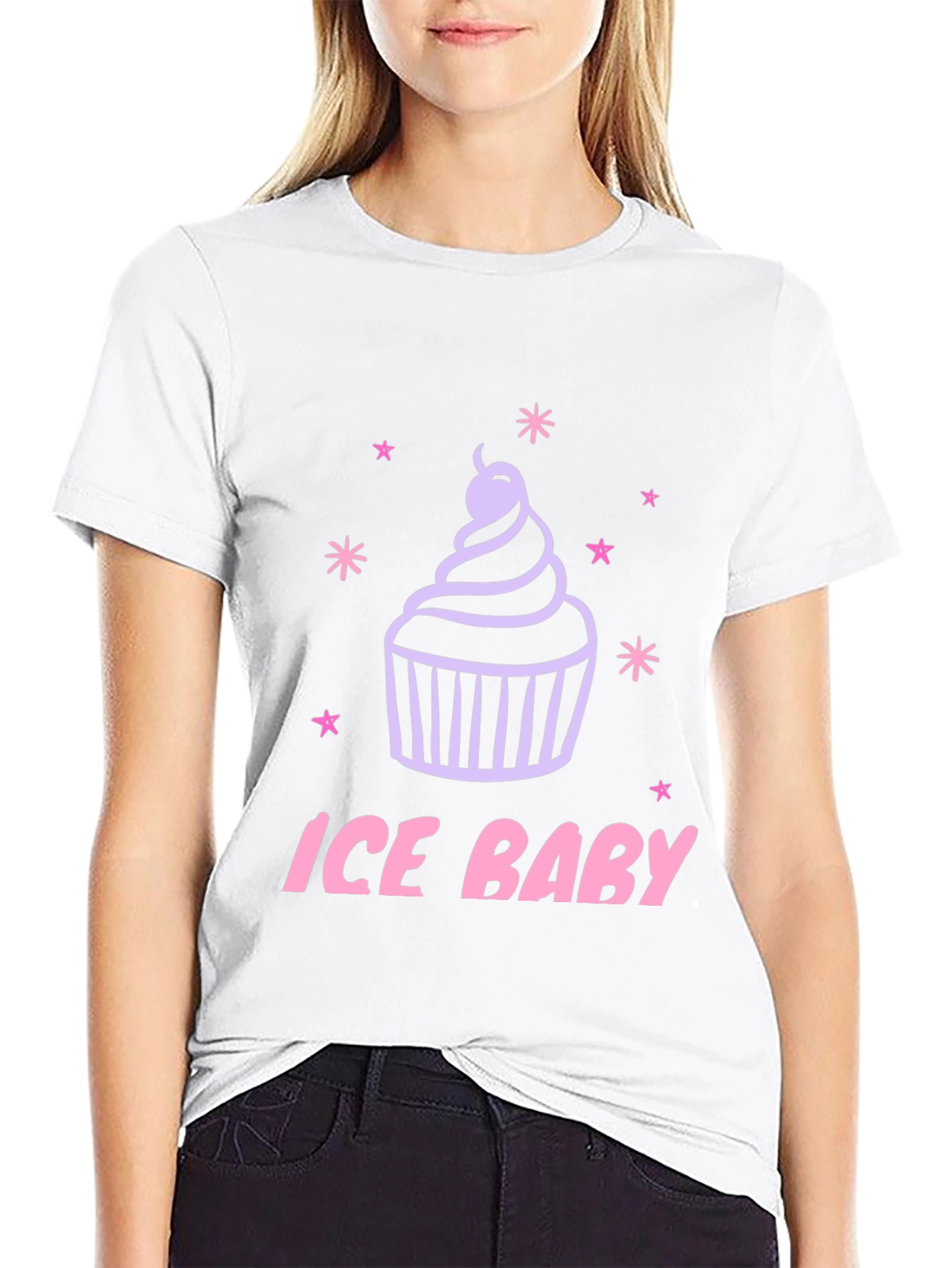 Ice Baby Cupcake Graphic Black T-Shirt