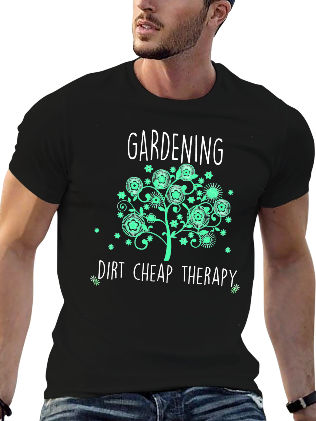Gardening Dirt Cheap Therapy Black T-Shirt