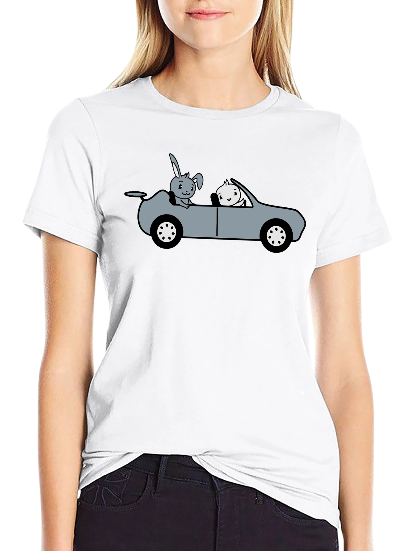 Cute Cartoon Animal Car Ride Graphic T-Shirt