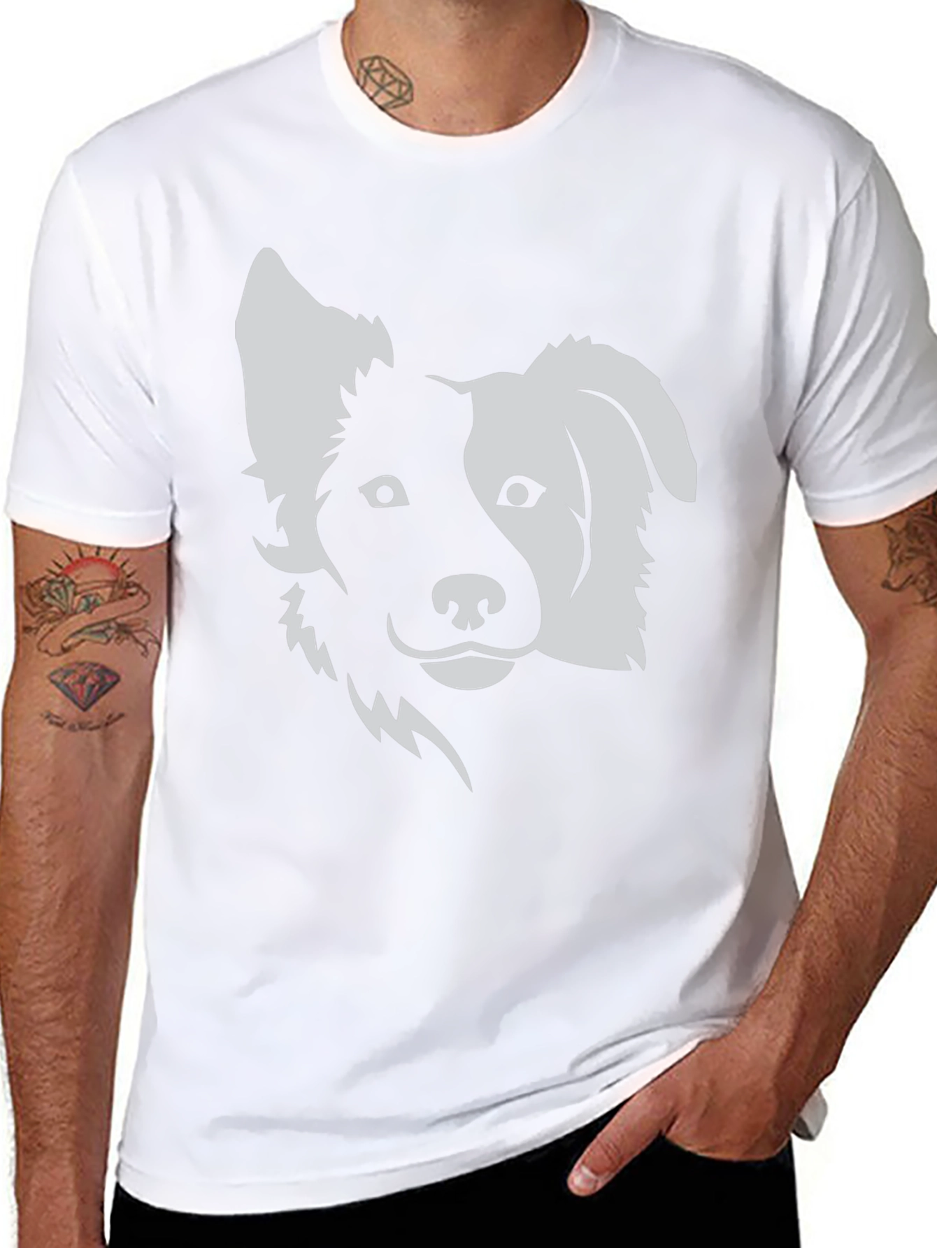 Dog Graphic Tee - Black Cotton Blend T-Shirt