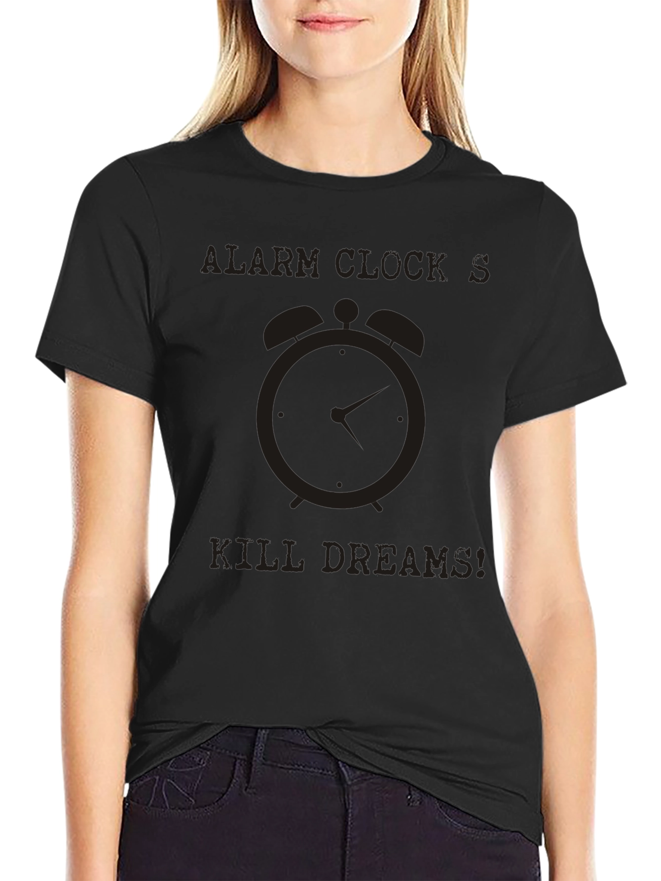 Alarm Clock Kills Dreams Black Graphic Tee