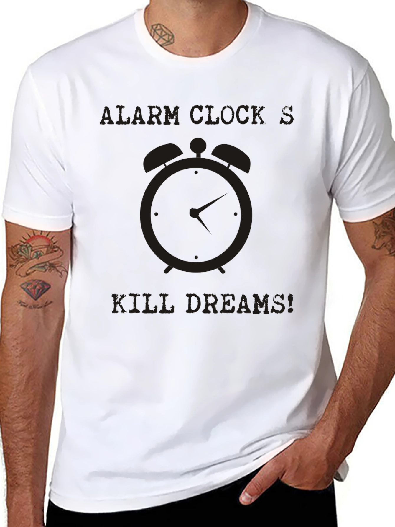 Alarm Clock Kills Dreams Black Graphic Tee
