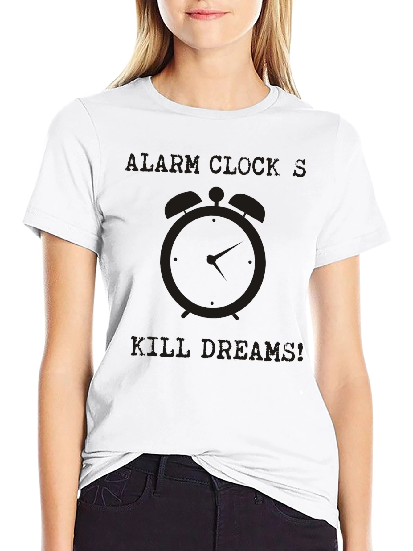 Alarm Clock Kills Dreams Black Graphic Tee