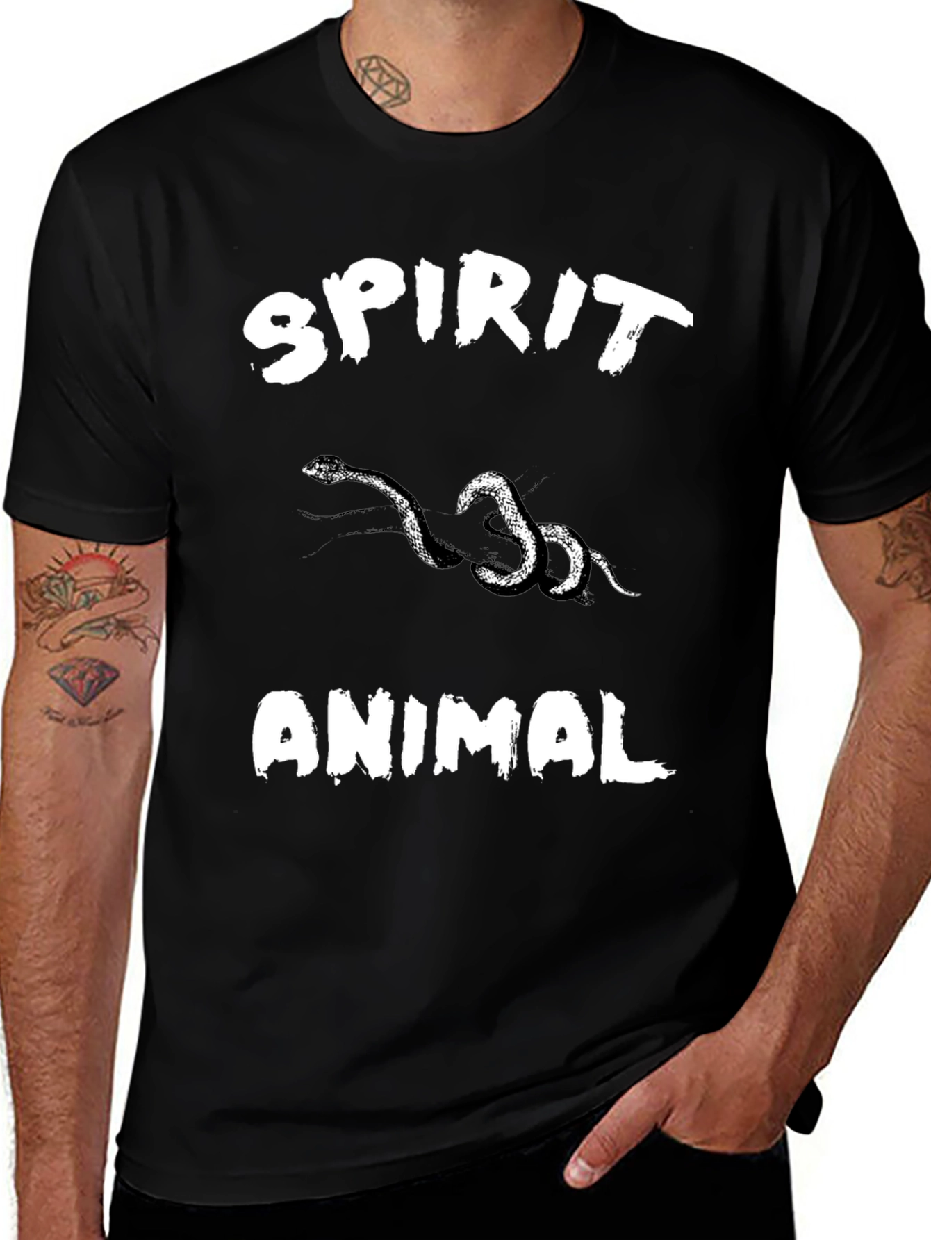 Spirit Animal Snake Graphic Black T-Shirt