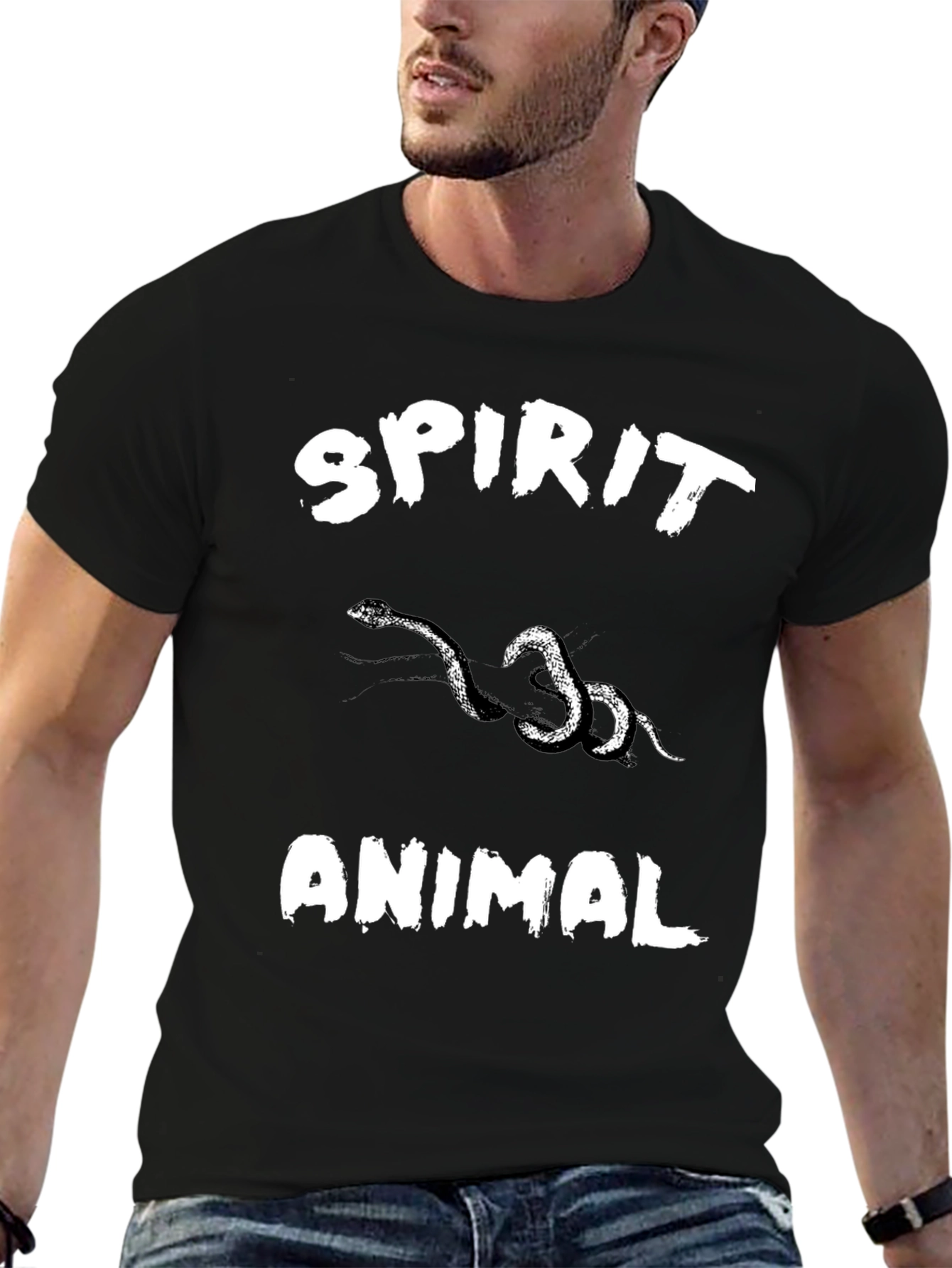 Spirit Animal Snake Graphic Black T-Shirt