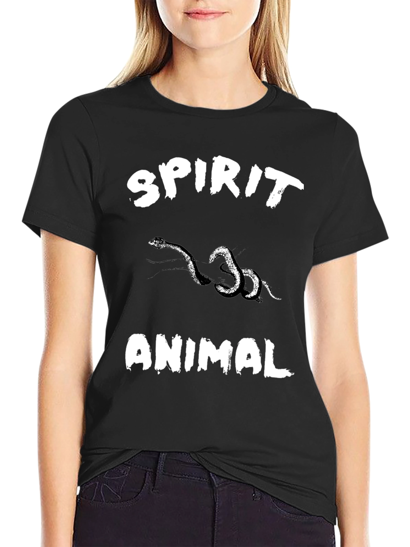 Spirit Animal Snake Graphic Black T-Shirt