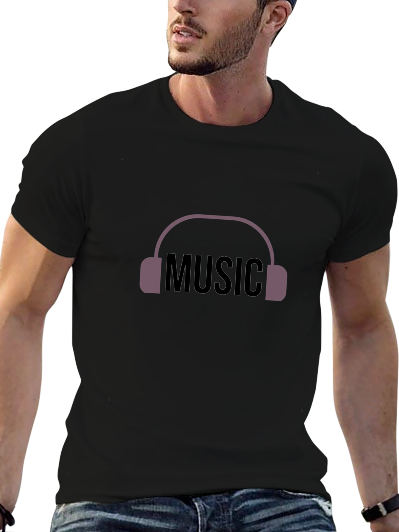 Music Headphone Graphic Tee - Black