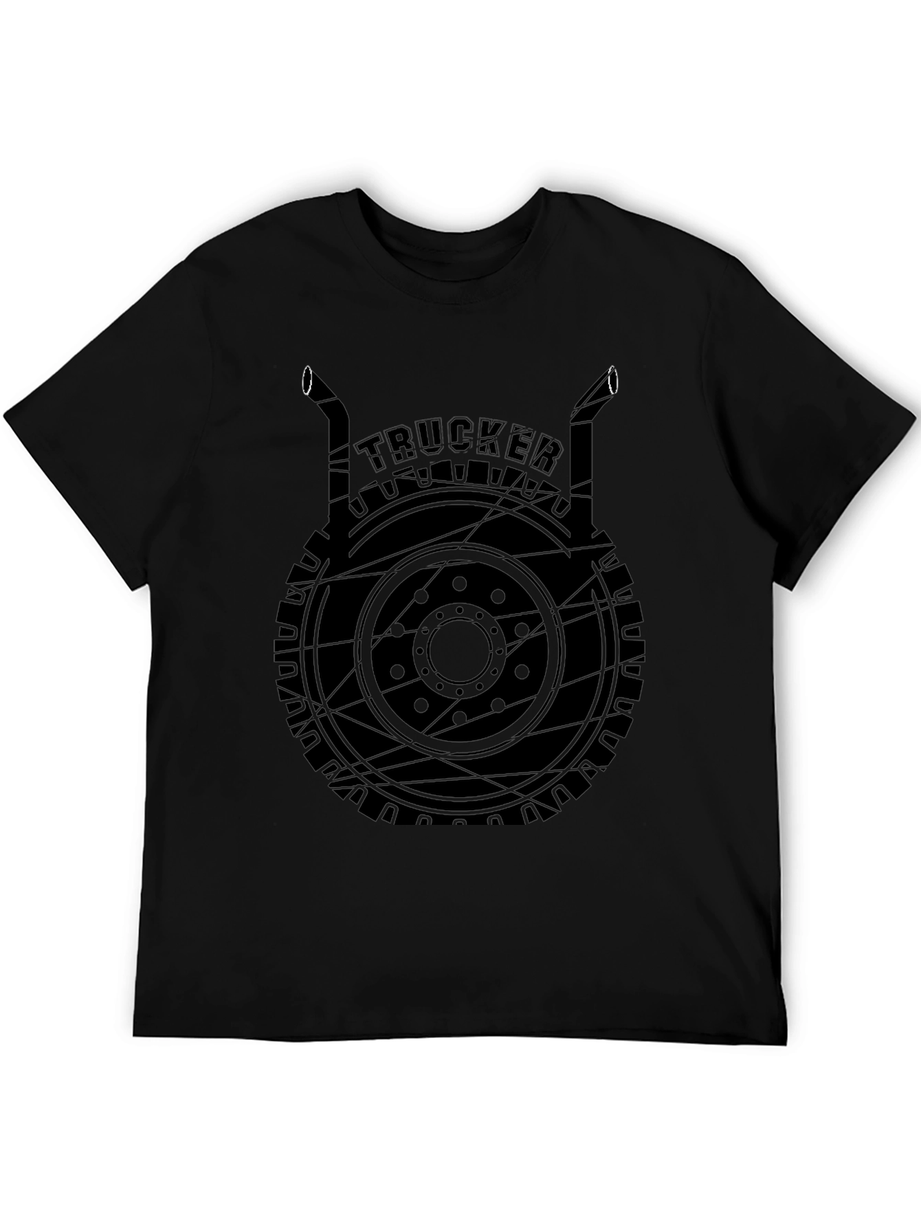 Trucker T-Shirt Black Graphic Tee
