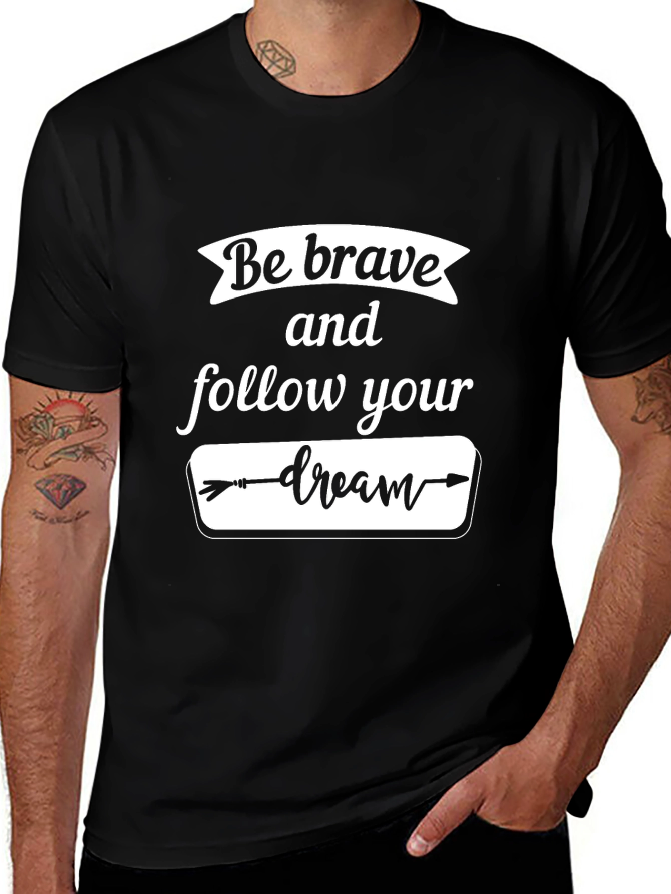 Be Brave Follow Your Dream Black Graphic T-Shirt