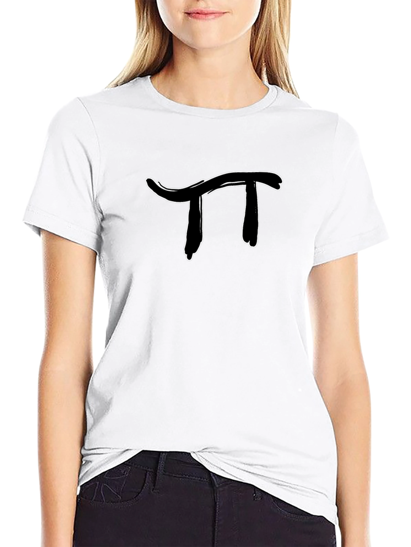 Pi Symbol Graphic T-Shirt - Black Cotton Tee