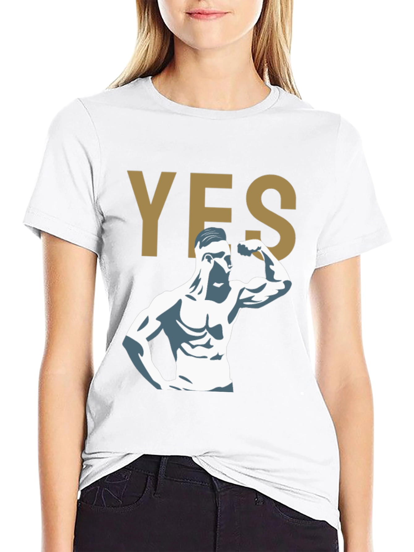 YES! Bodybuilder Graphic Print T-Shirt