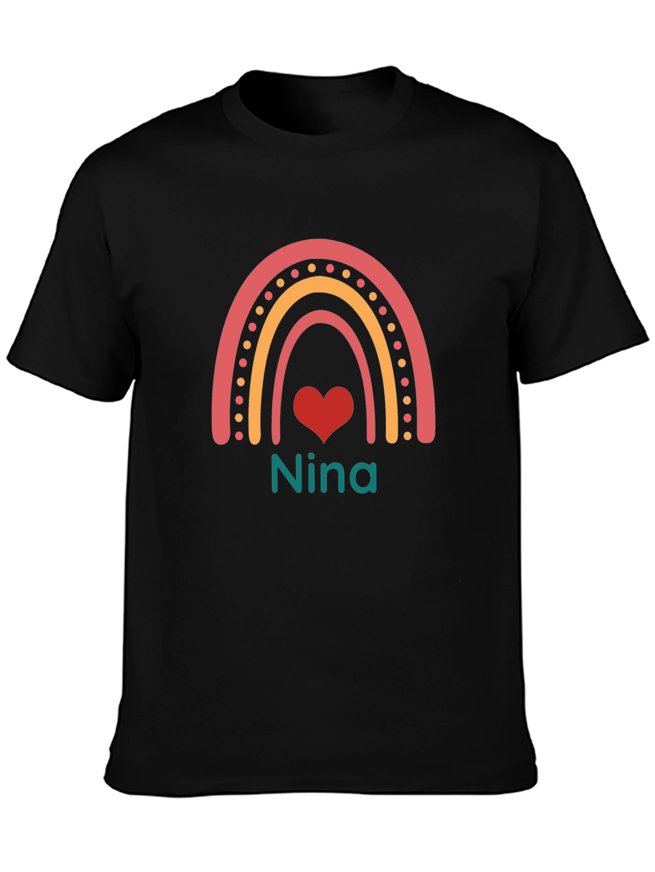 Personalized Nina Rainbow Heart T-Shirt