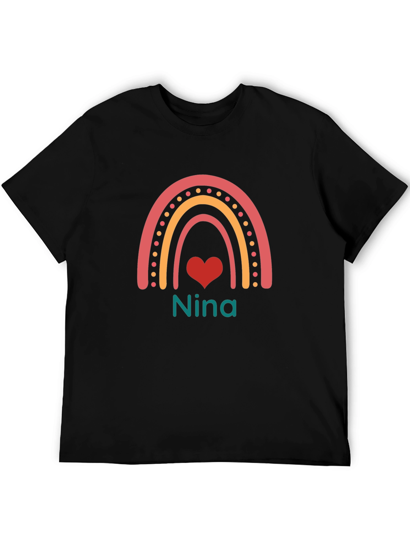 Personalized Nina Rainbow Heart T-Shirt