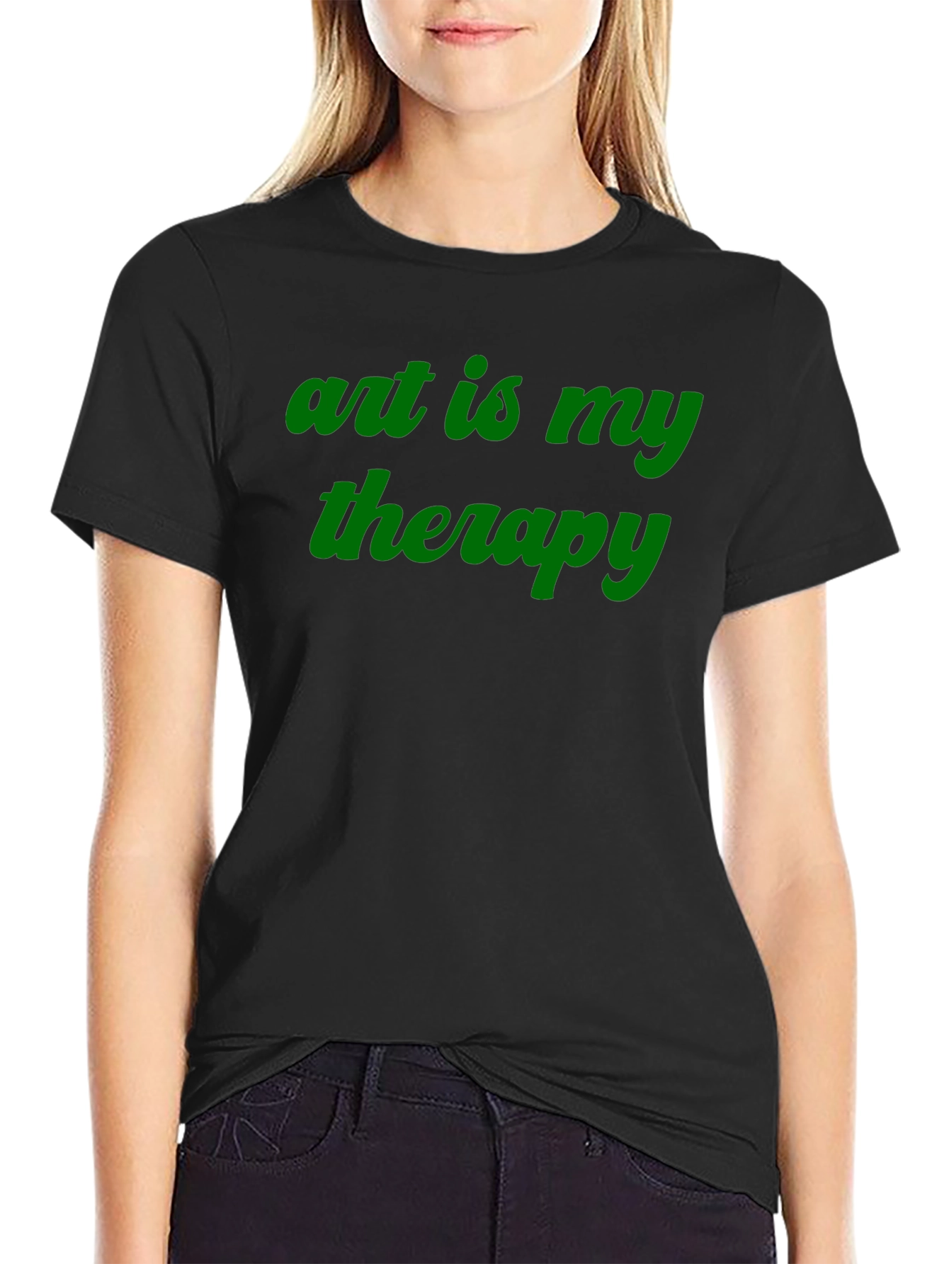 Art is My Therapy Black Crew Neck Tee