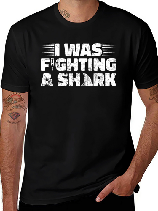 I Was Fighting a Shark Black T-Shirt