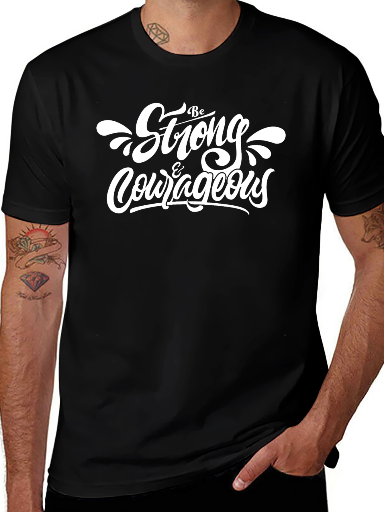 Be Strong & Courageous Black T-Shirt