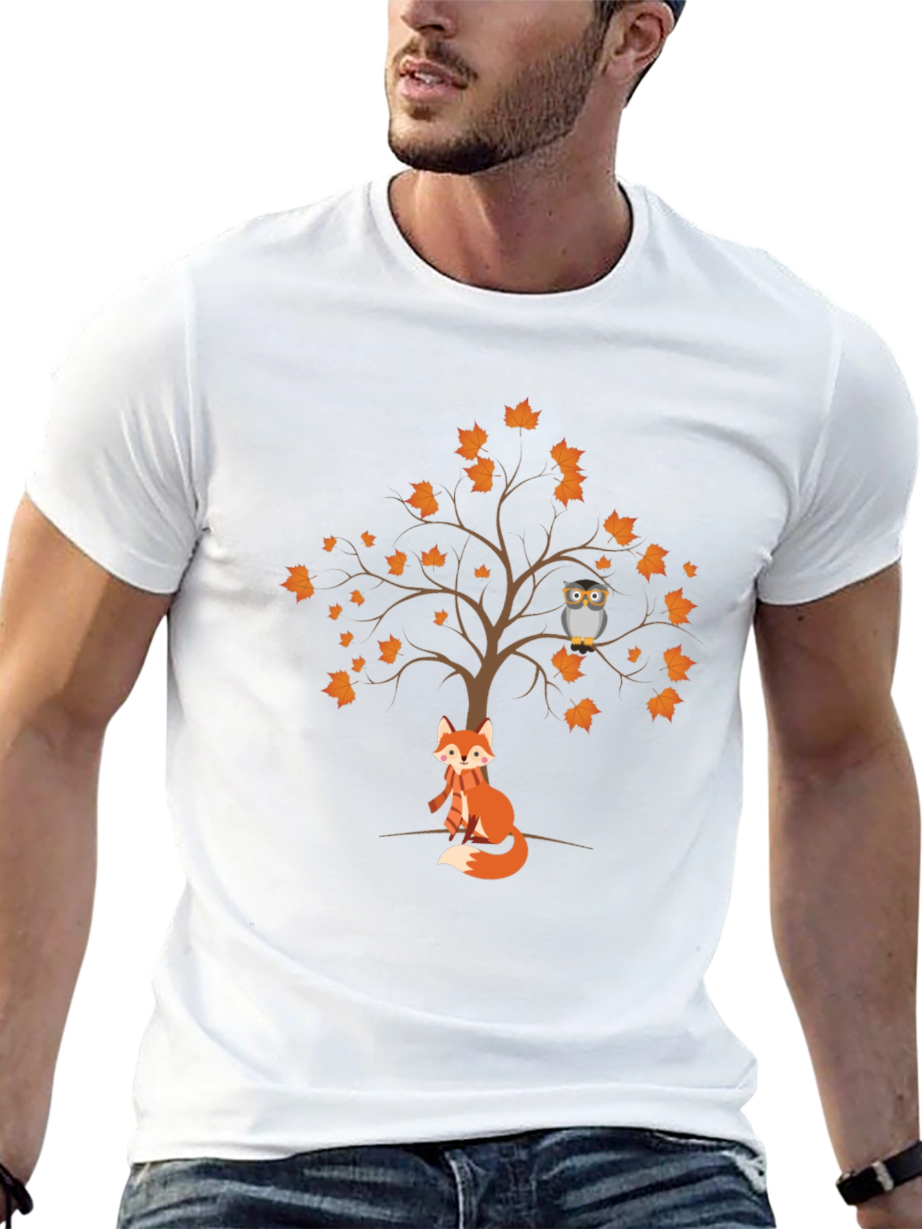 Autumn Fox & Owl Tree Graphic Tee
