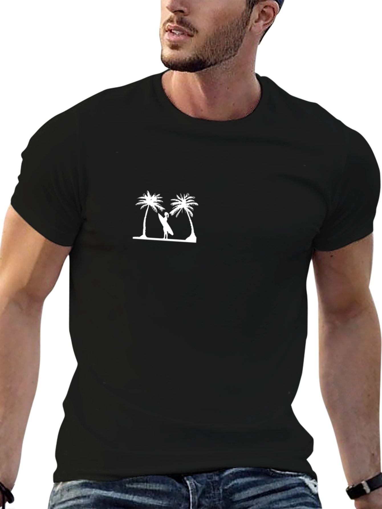 Palm Tree & Surfer Graphic T-Shirt