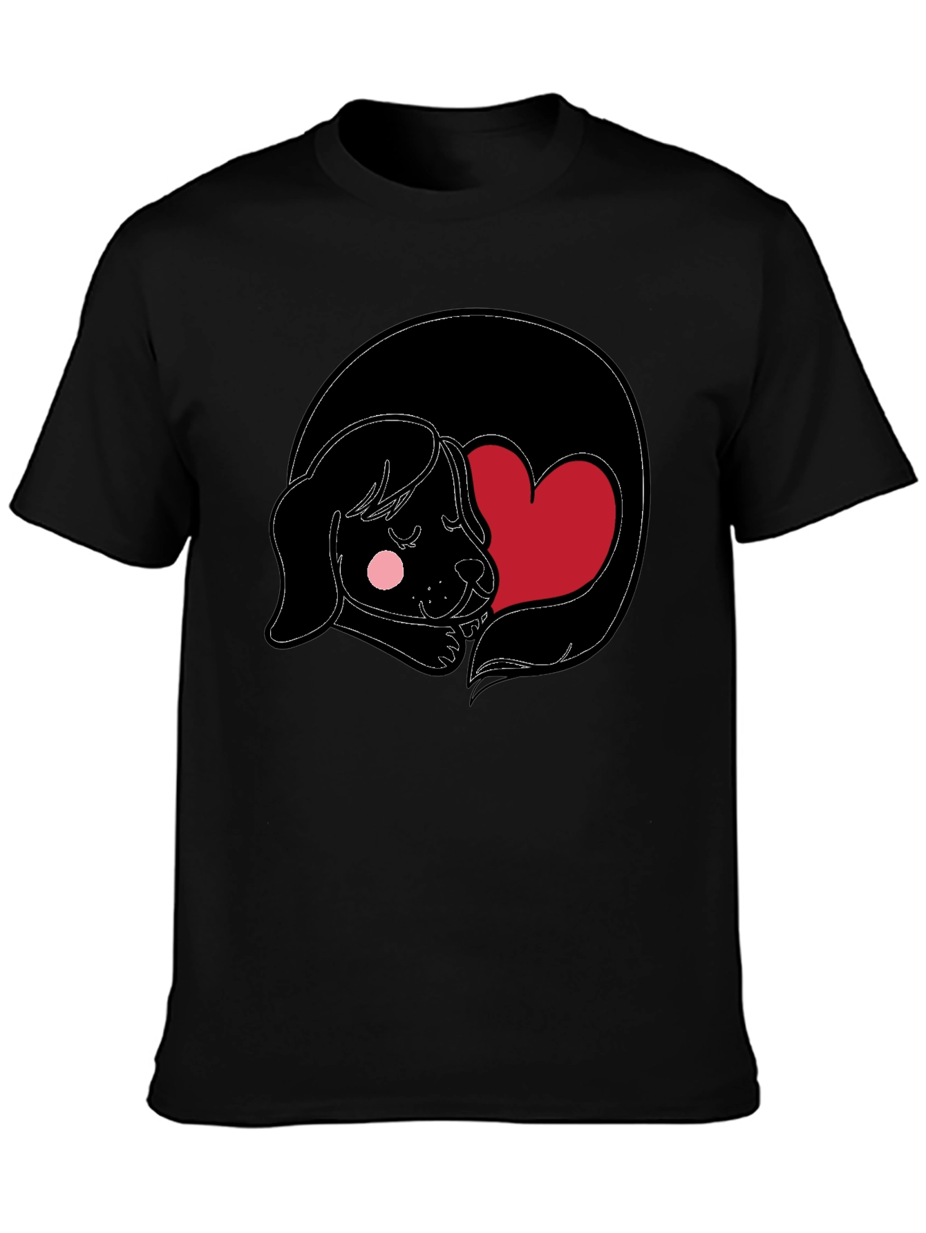Dog Heart Graphic Black Tee - Cute and Comfy
