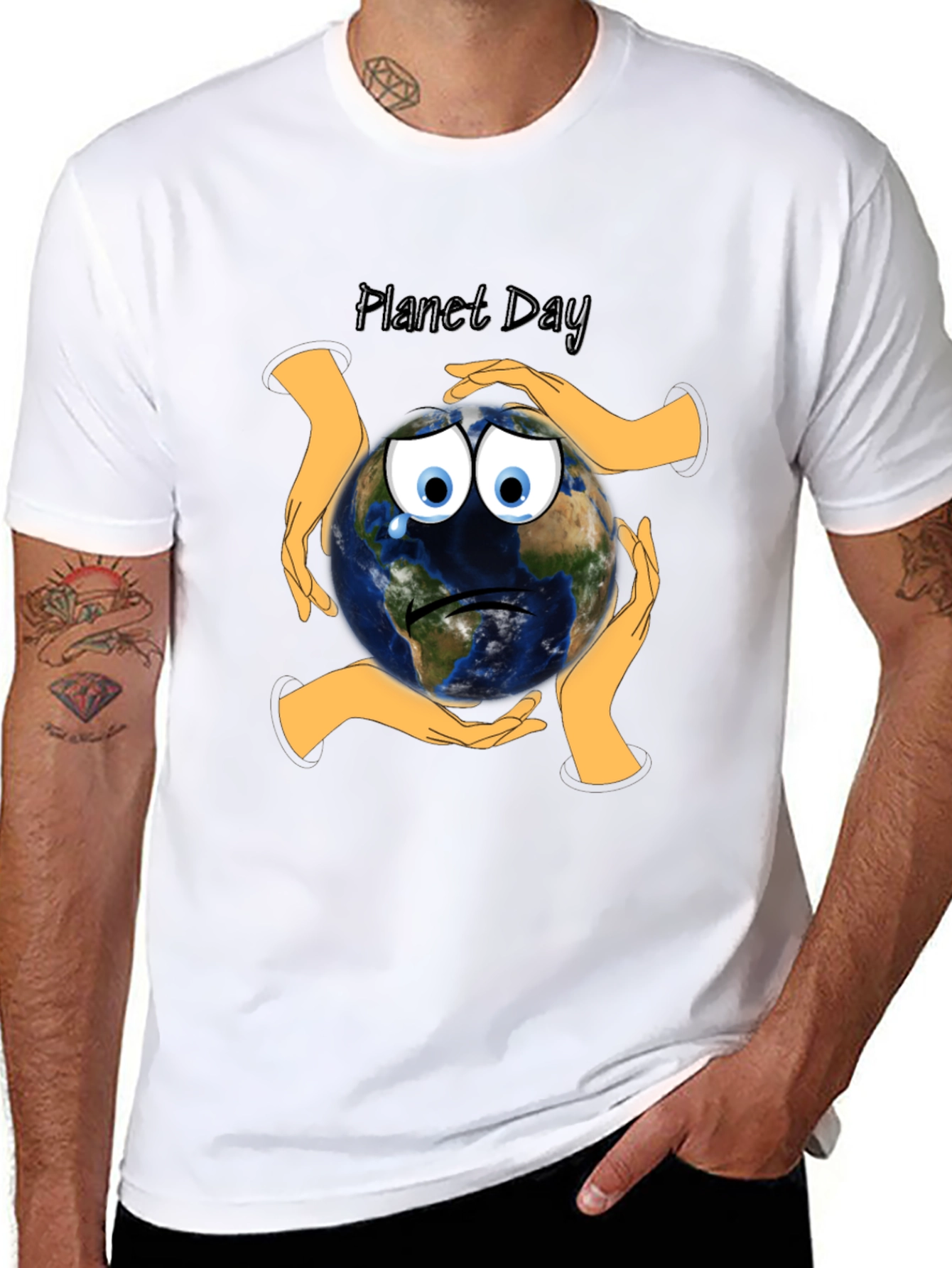 Planet Day Black T-Shirt with Earth Graphic